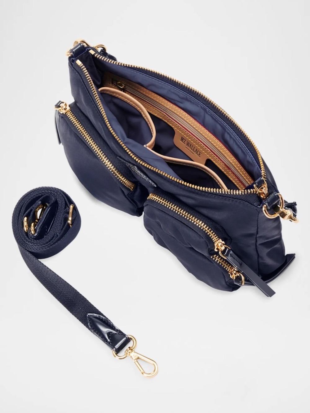 MZ WALLACE Chelsea Petite Nylon Shoulder Bag in Navy - Picture 6 of 12